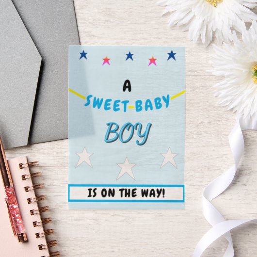 Blue Sweet Baby Boy Baby shower Stars Vellum Uitnodigingen (Huwelijk)