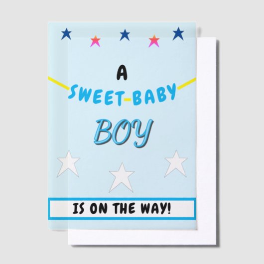 Blue Sweet Baby Boy Baby shower Stars Vellum Uitnodigingen (Offset)
