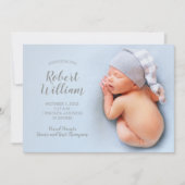 Blue Sweet Baby Foto geboorteaankondigingen (Voorkant)