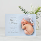 Blue Sweet Baby Foto geboorteaankondigingen (Staand voorkant)