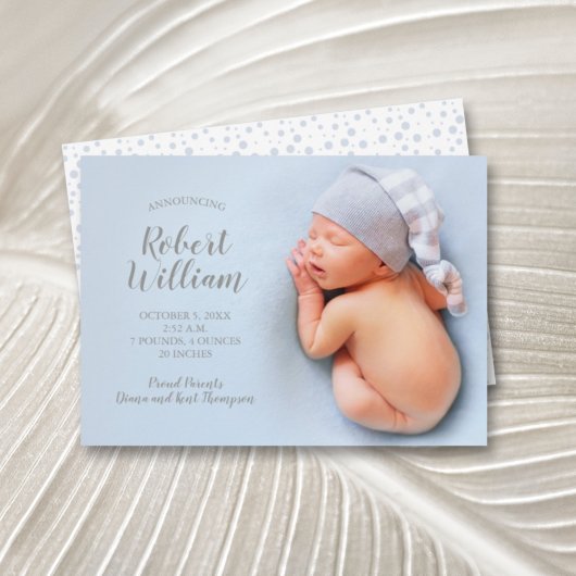 Blue Sweet Baby Foto geboorteaankondigingen