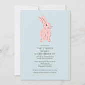 Blue Sweet Bunny Baby shower Invitation Kaart (Voorkant)