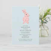 Blue Sweet Bunny Baby shower Invitation Kaart (Staand voorkant)