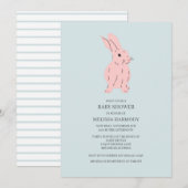 Blue Sweet Bunny Baby shower Invitation Kaart (Voorkant / Achterkant)