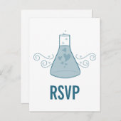 Blue Sweet Chemistry RSVP Briefkaart (Voorkant / Achterkant)