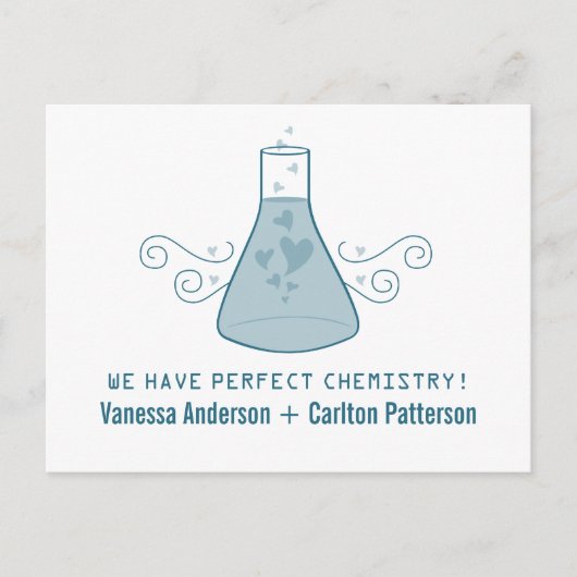 Blue Sweet Chemistry Save the Date Briefkaart (Voorkant)