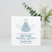 Blue Sweet Chemistry Save the Date Invite Kaart (Staand voorkant)