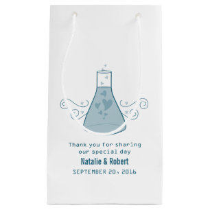 Blue Sweet Chemistry Wedding Gift Bag Klein Cadeauzakje