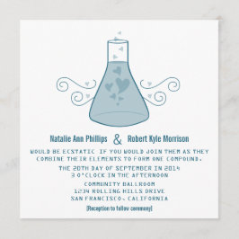 Blue Sweet Chemistry Wedding Invite Kaart
