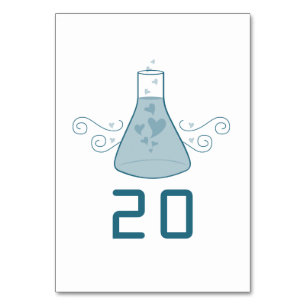 Blue Sweet Chemistry Wedding Table Kaart