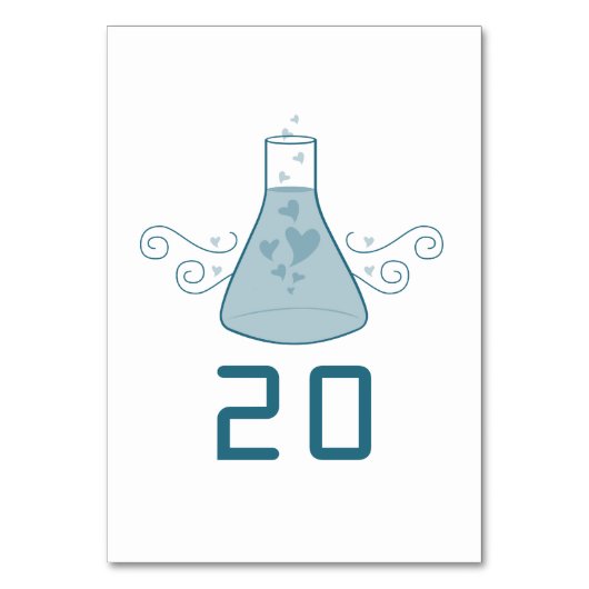 Blue Sweet Chemistry Wedding Table Kaart (Voorkant)