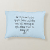 Blue Sweet Dreams schattige Lamb met naam en gebed Accent Kussen (Achterkant)
