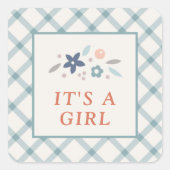 Blue Sweet Floral Baby Girl Envelope Seal Label (Voorkant)