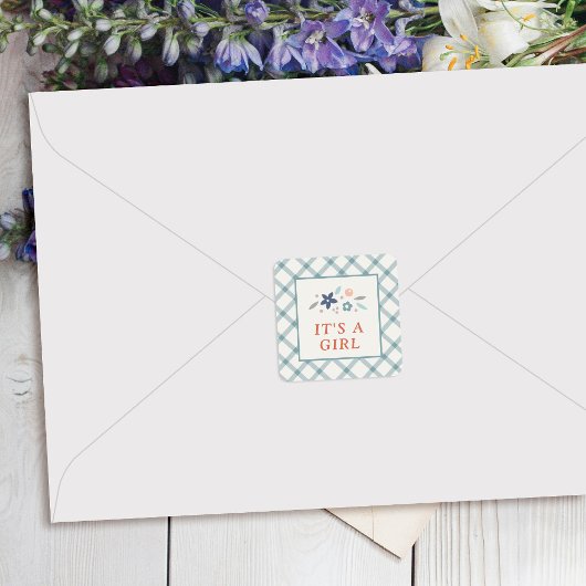 Blue Sweet Floral Baby Girl Envelope Seal Label