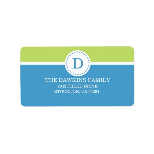 Blue Sweet Monogram Custom Monogrammed Family Etiket (Voorkant)