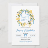 Blue Sweet One Boy Eerste Verjaardag Uitnodiging (Voorkant)