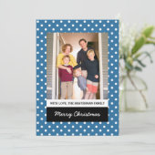 Blue Sweet Polka Dot Holiday Foto Flat Kaart (Staand voorkant)