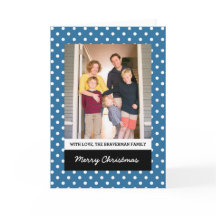 Blue Sweet Polka Dot Holiday Foto Wenskaart