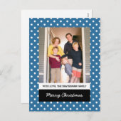 Blue Sweet Polka Dot Holiday Photo Briefkaart (Voorkant / Achterkant)
