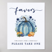Blue Sweet Pumpkin Baby Boy Shower Favorieten Hier Poster (Voorkant)