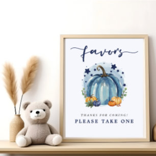 Blue Sweet Pumpkin Baby Boy Shower Favorieten Hier Poster