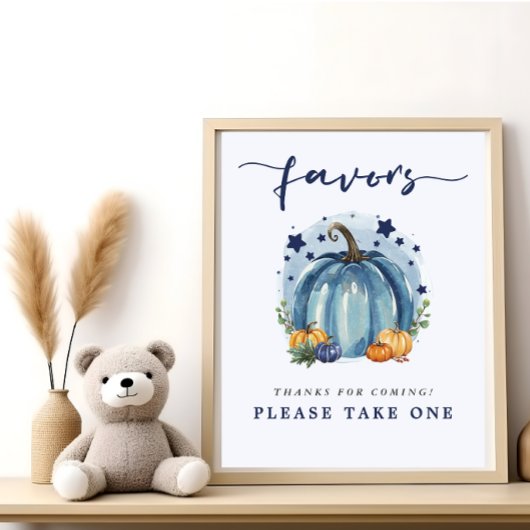 Blue Sweet Pumpkin Baby Boy Shower Favorieten Hier Poster