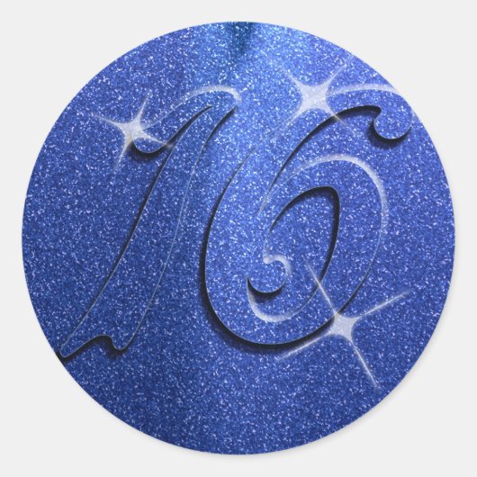 Blue Sweet Sixteen Birthday Party Stickers (Voorkant)