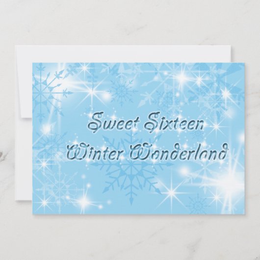Blue Sweet Sixteen Uitnodiging Winter Wonderland (Voorkant)