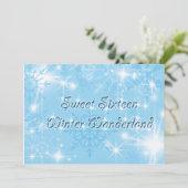 Blue Sweet Sixteen Uitnodiging Winter Wonderland (Staand voorkant)