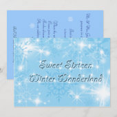 Blue Sweet Sixteen Uitnodiging Winter Wonderland (Voorkant / Achterkant)