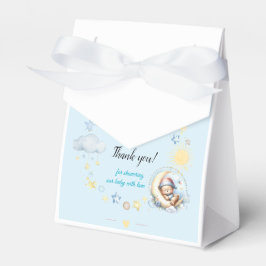 Blue Sweet Teddy Bear op de Moon Baby Boy Shower Bedankdoosjes