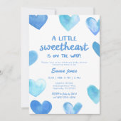 Blue Sweetheart Is On The Way Baby Shower Kaart (Voorkant)