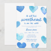 Blue Sweetheart Is On The Way Baby Shower Kaart (Voorkant / Achterkant)