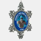 Blue Swim Team Photo High School Swimmer Tin Sneeuwvlok Ornament (Links)