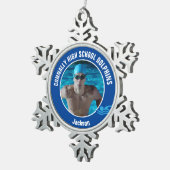 Blue Swim Team Photo High School Swimmer Tin Sneeuwvlok Ornament (Rechts)