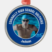 Blue Swim Team Photo Swimmer Christmas Gift Metalen Ornament (Voorkant)