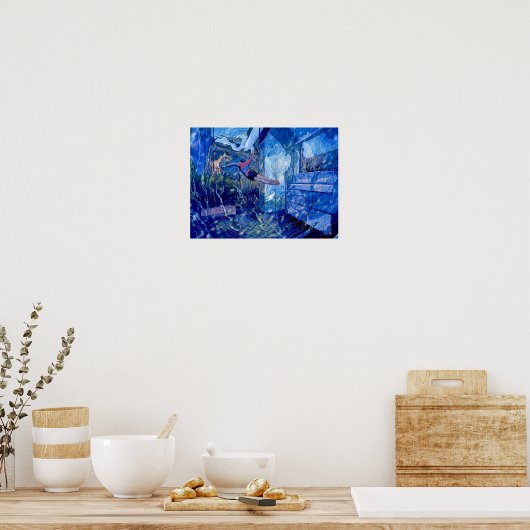 Blue Swimmer Design Poster Print Muurkunst (Keuken)