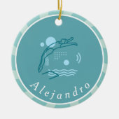 Blue Swimmer Girls Swimming Pool Personated Keramisch Ornament (Voorkant)