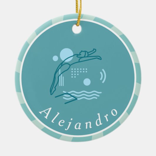 Blue Swimmer Girls Swimming Pool Personated Keramisch Ornament (Voorkant)