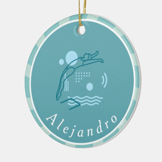 Blue Swimmer Girls Swimming Pool Personated Keramisch Ornament (Links)