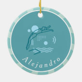 Blue Swimmer Girls Swimming Pool Personated Keramisch Ornament (Achterkant)