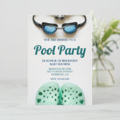 Blue Swimming Goggles Pool Party Baby shower Kaart (Staand voorkant)
