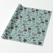 Blue Swimming Skeleton Scuba Divers en koraal Cadeaupapier (Uitgerold)