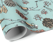 Blue Swimming Skeleton Scuba Divers en koraal Cadeaupapier (Rol Hoek)