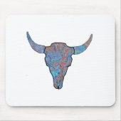 Blue Swirl Bison Skull Art Muismat (Voorkant)
