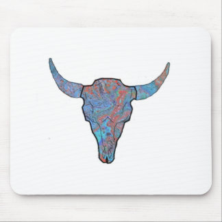 Blue Swirl Bison Skull Art Muismat