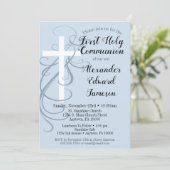 Blue Swirl Cross First Kaart (Staand voorkant)