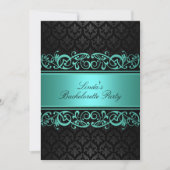 Blue Swirl Damask | Uitnodiging voor vrijgezellenf (Voorkant)