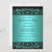 Blue Swirl Damask | Uitnodiging voor vrijgezellenf (Achterkant)