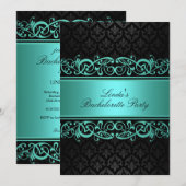 Blue Swirl Damask | Uitnodiging voor vrijgezellenf (Voorkant / Achterkant)